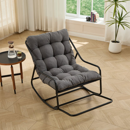 Modern Outdoor Rocking Lounge Chair with Ottoman and Thick Cushion - 1st Choice Furniture Direct
