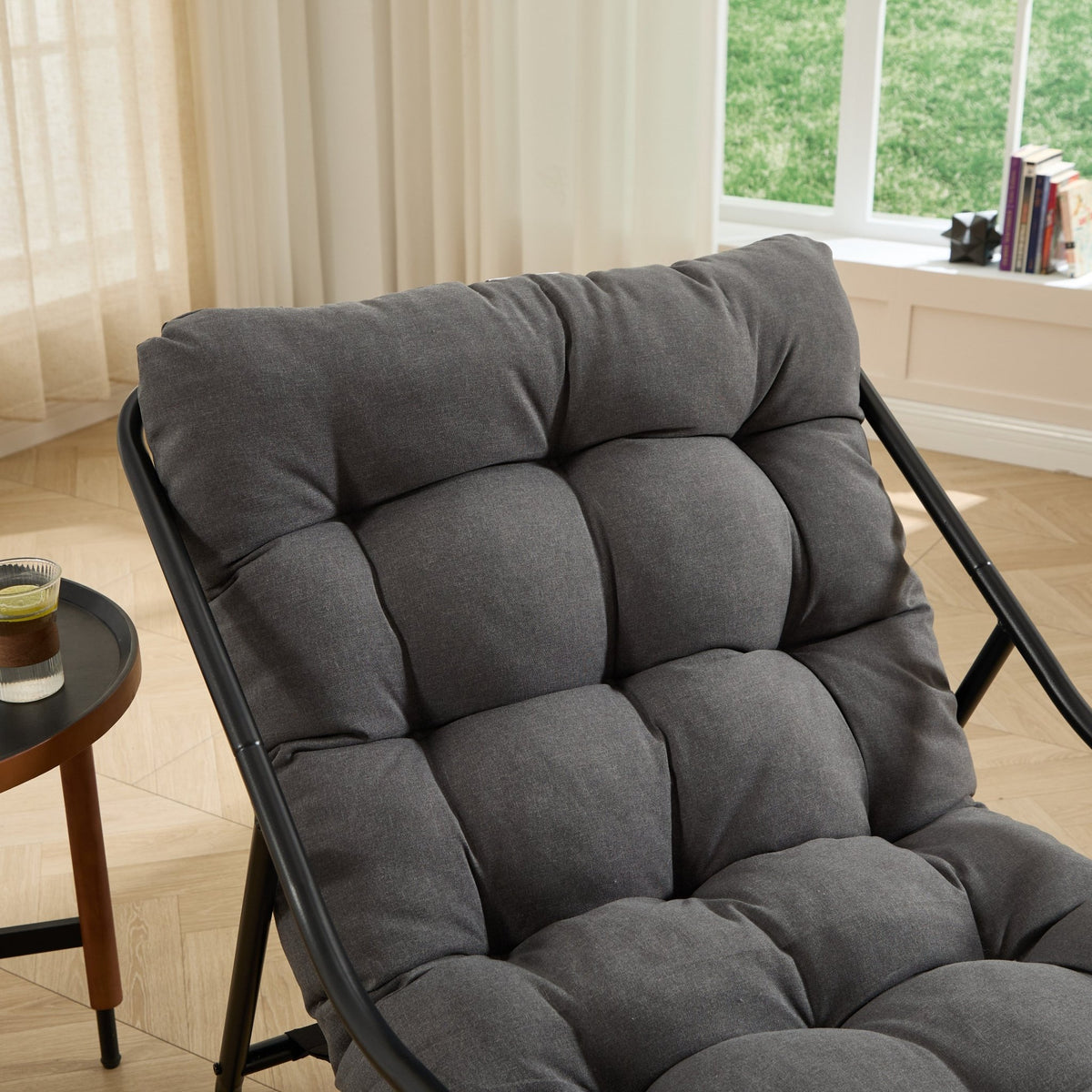 Modern Outdoor Rocking Lounge Chair with Ottoman and Thick Cushion - 1st Choice Furniture Direct