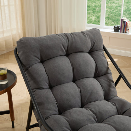 Modern Outdoor Rocking Lounge Chair with Ottoman and Thick Cushion - 1st Choice Furniture Direct