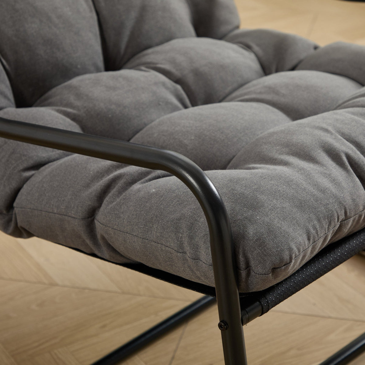 Modern Outdoor Rocking Lounge Chair with Ottoman and Thick Cushion - 1st Choice Furniture Direct