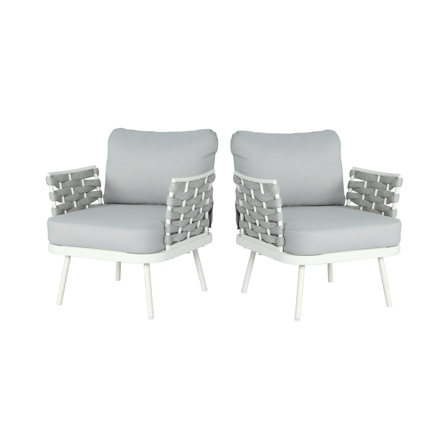 Modern Outdoor Rope Club Chair Set with Cushions | 2 Piece Patio Seating Set - 1st Choice Furniture Direct