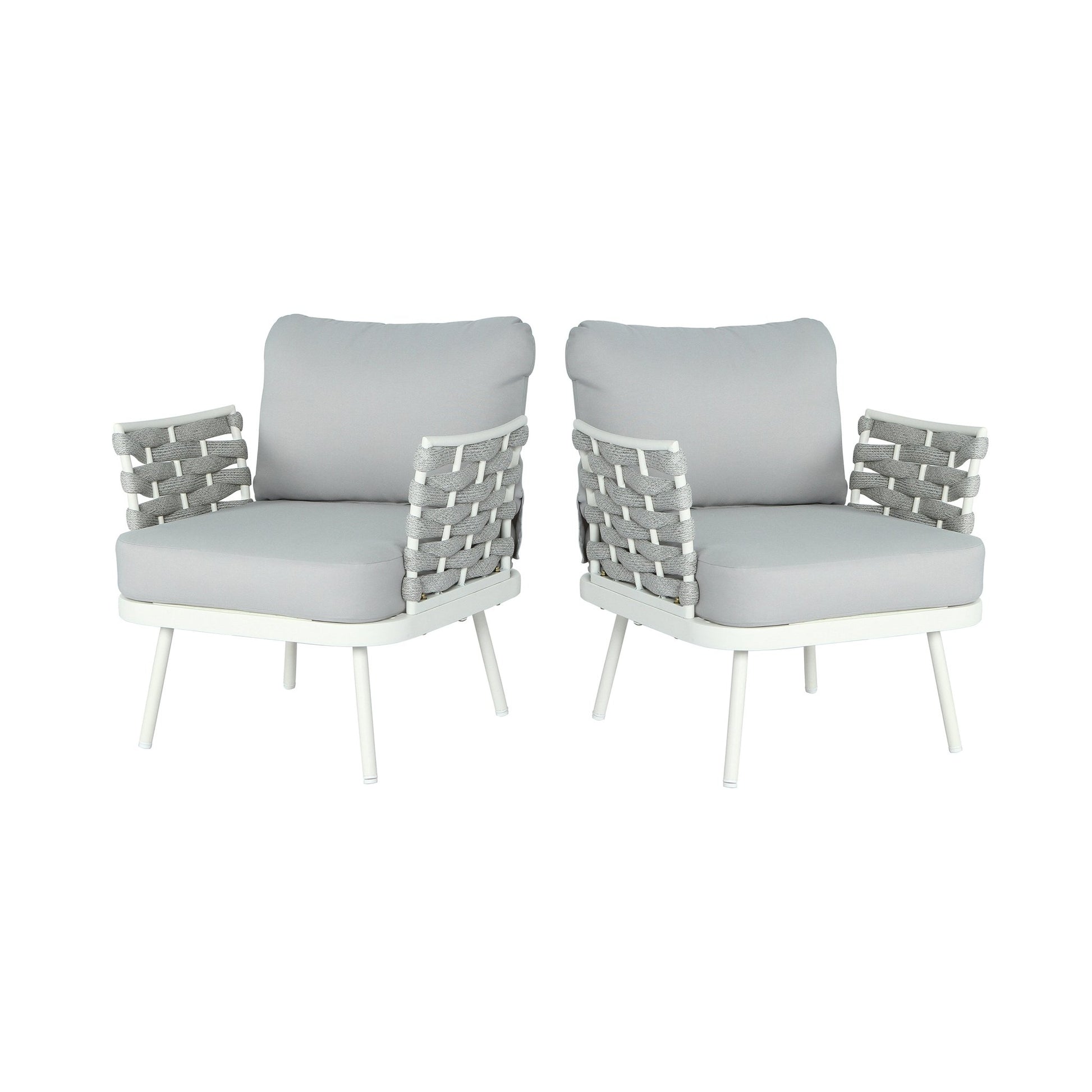 Modern Outdoor Rope Club Chair Set with Cushions | 2 Piece Patio Seating Set - 1st Choice Furniture Direct