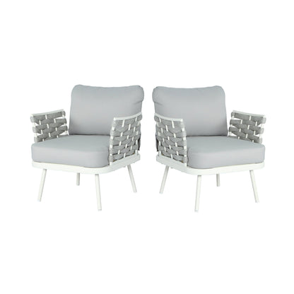 Modern Outdoor Rope Club Chair Set with Cushions | 2 Piece Patio Seating Set - 1st Choice Furniture Direct