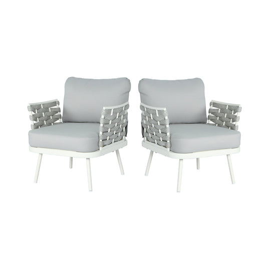 Modern Outdoor Rope Club Chair Set with Cushions | 2 Piece Patio Seating Set - 1st Choice Furniture Direct