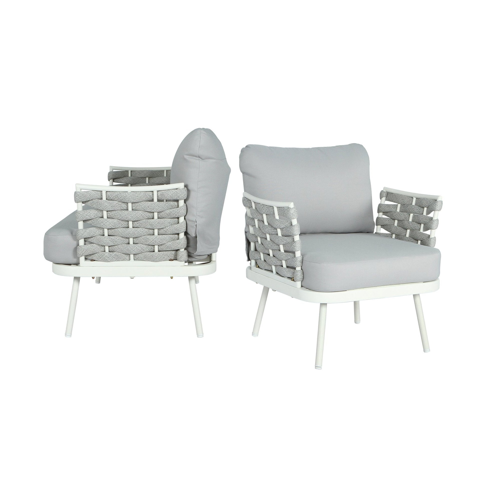 Modern Outdoor Rope Club Chair Set with Cushions | 2 Piece Patio Seating Set - 1st Choice Furniture Direct