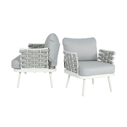 Modern Outdoor Rope Club Chair Set with Cushions | 2 Piece Patio Seating Set - 1st Choice Furniture Direct