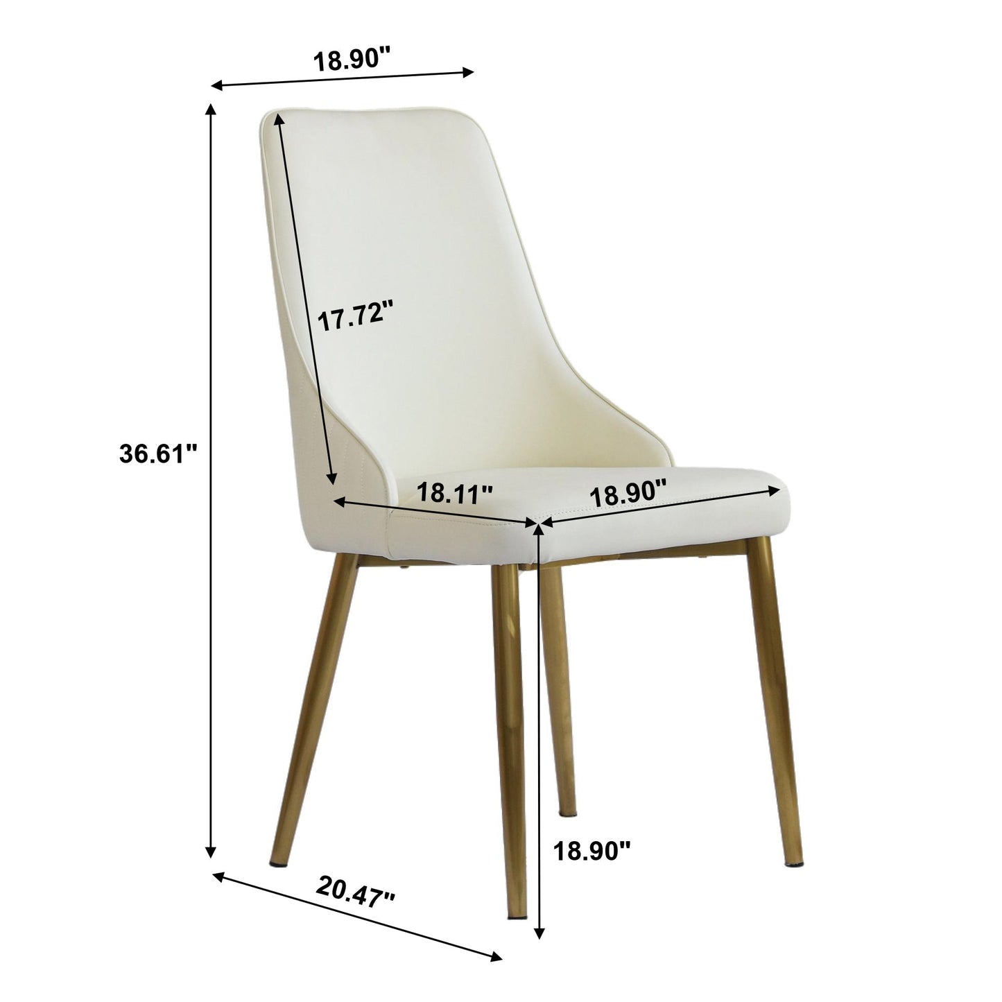 Modern PU sponge - filled dining chair, solid wood metal legs, suitable for restaurants, living rooms and rooms - (Set of 2) - 1st Choice Furniture Direct