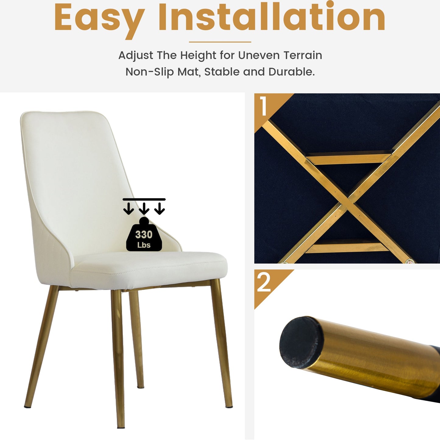 Modern PU sponge - filled dining chair, solid wood metal legs, suitable for restaurants, living rooms and rooms - (Set of 2) - 1st Choice Furniture Direct