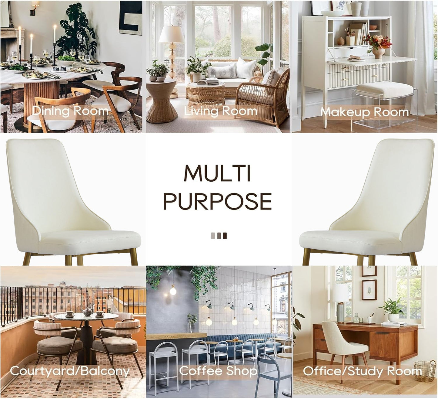 Modern PU sponge - filled dining chair, solid wood metal legs, suitable for restaurants, living rooms and rooms - (Set of 2) - 1st Choice Furniture Direct