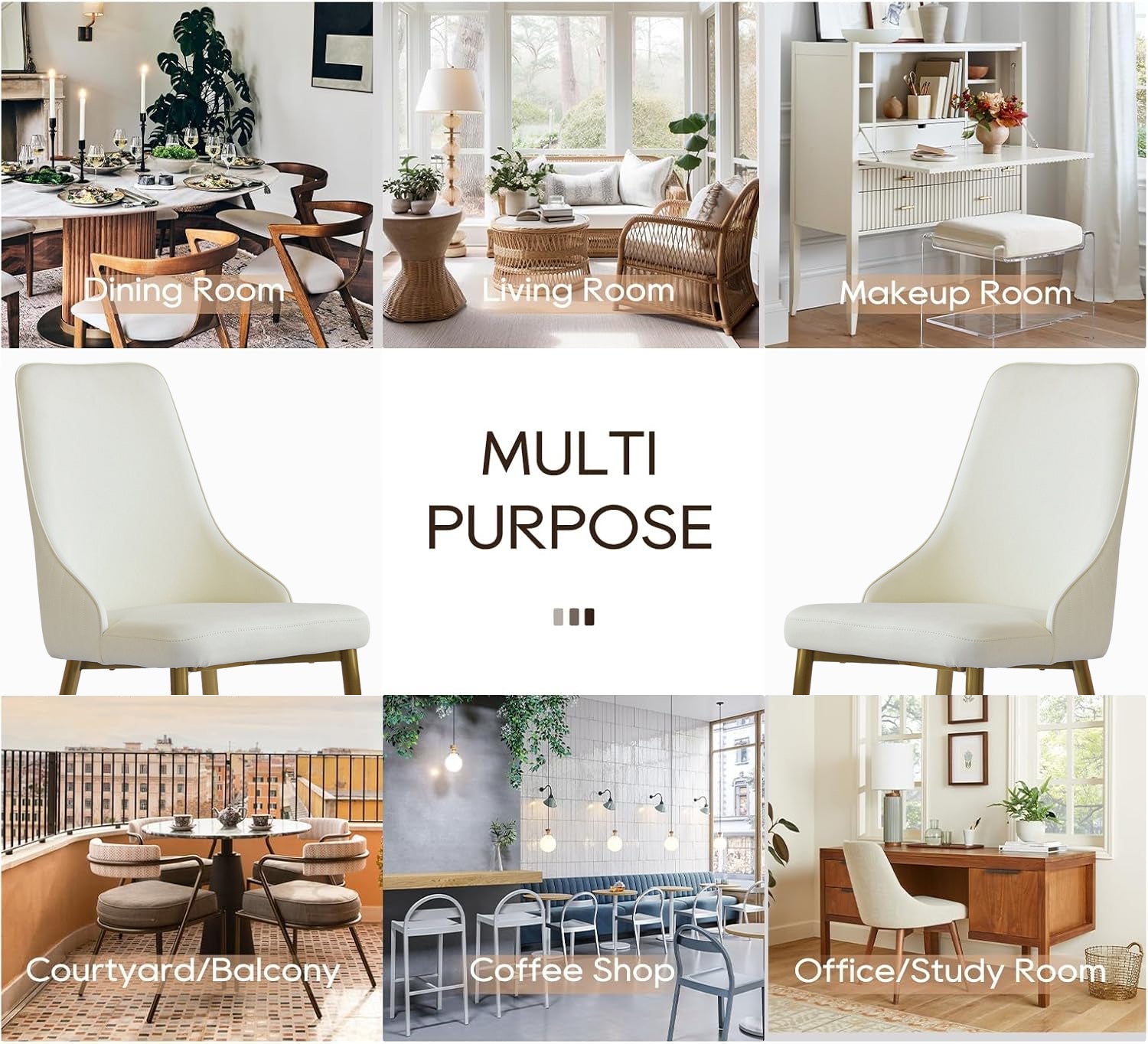 Modern PU sponge - filled dining chair, solid wood metal legs, suitable for restaurants, living rooms and rooms - (Set of 2) - 1st Choice Furniture Direct