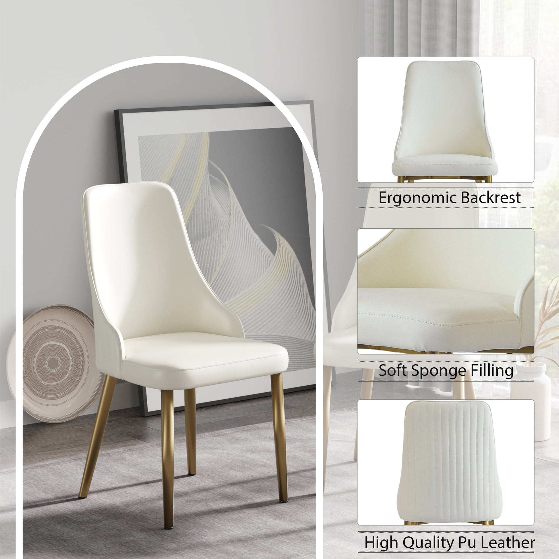 Modern PU sponge - filled dining chair, solid wood metal legs, suitable for restaurants, living rooms and rooms - (Set of 2) - 1st Choice Furniture Direct