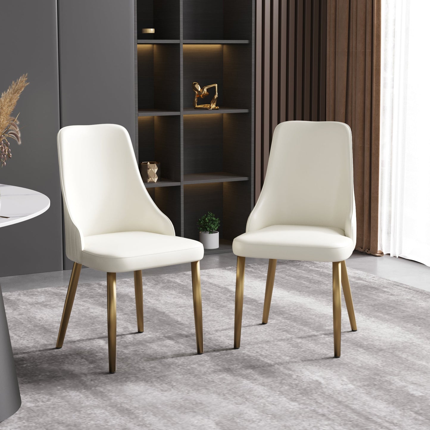Modern PU sponge - filled dining chair, solid wood metal legs, suitable for restaurants, living rooms and rooms - (Set of 2) - 1st Choice Furniture Direct