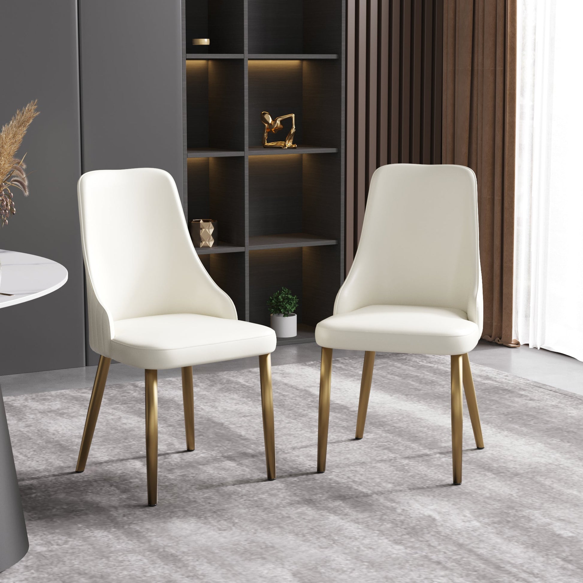 Modern PU sponge - filled dining chair, solid wood metal legs, suitable for restaurants, living rooms and rooms - (Set of 2) - 1st Choice Furniture Direct
