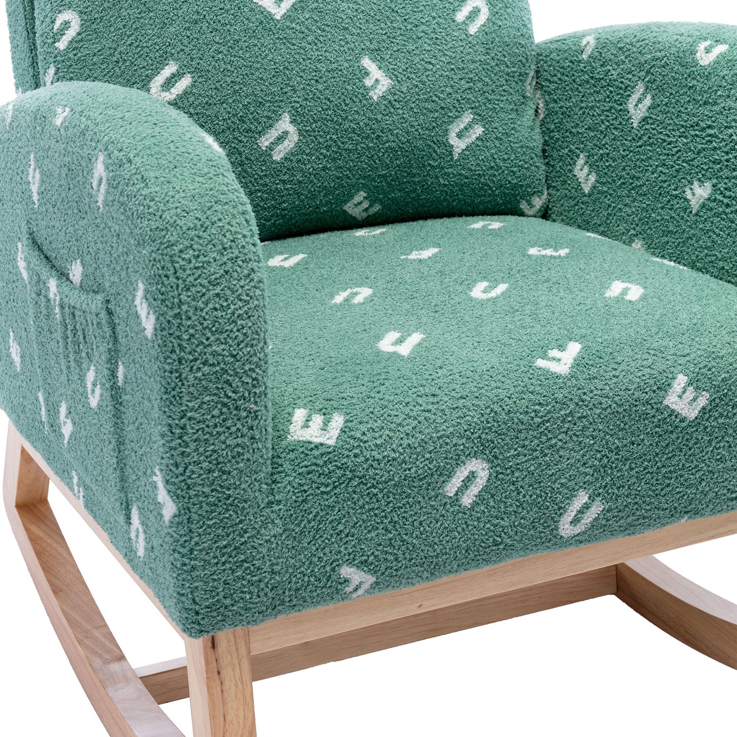 Modern Rocking Chair for Nursery, Mid Century Accent Rocker Armchair with Side Pocket, Green Boucle, 26.8'W - 1st Choice Furniture Direct