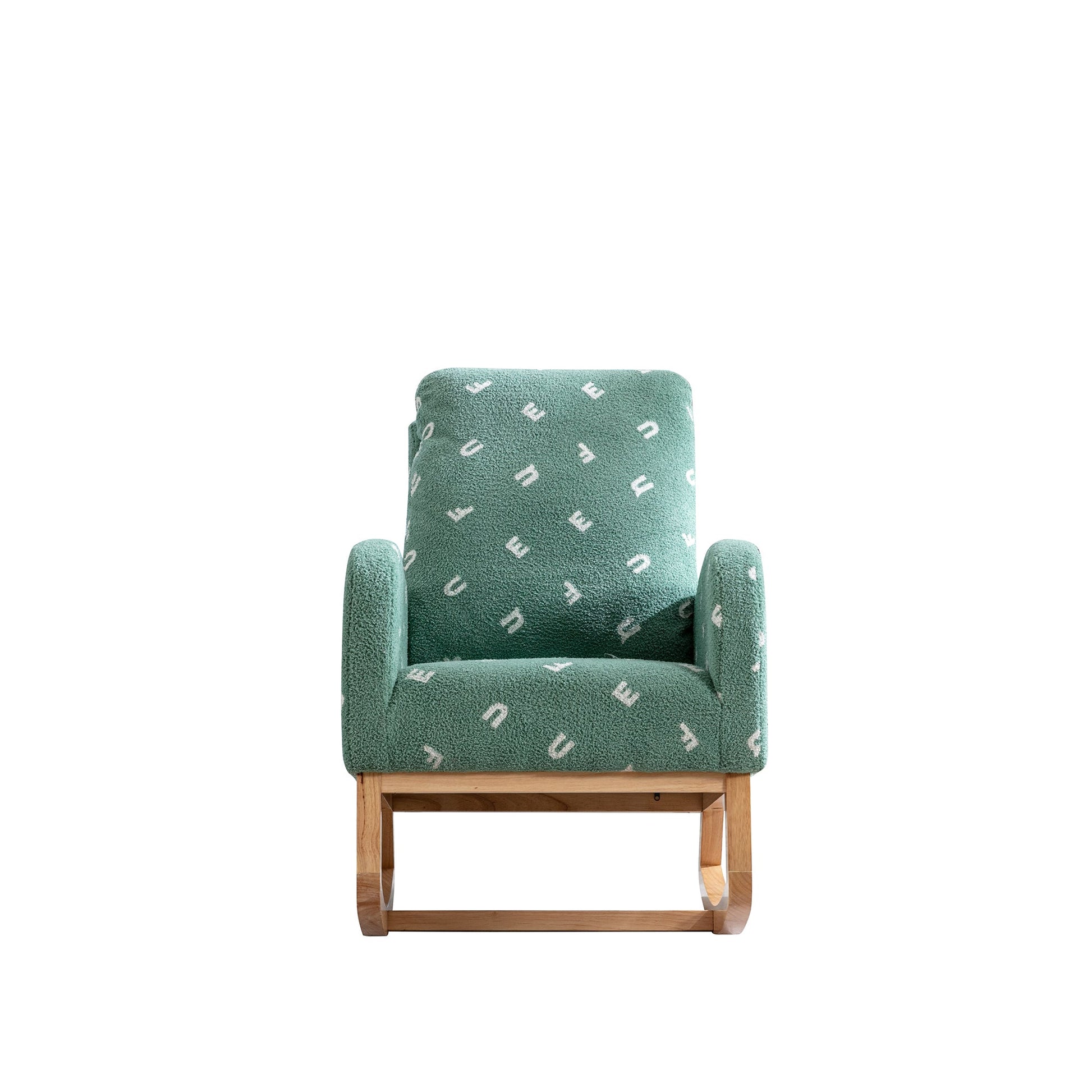 Modern Rocking Chair for Nursery, Mid Century Accent Rocker Armchair with Side Pocket, Green Boucle, 26.8'W - 1st Choice Furniture Direct