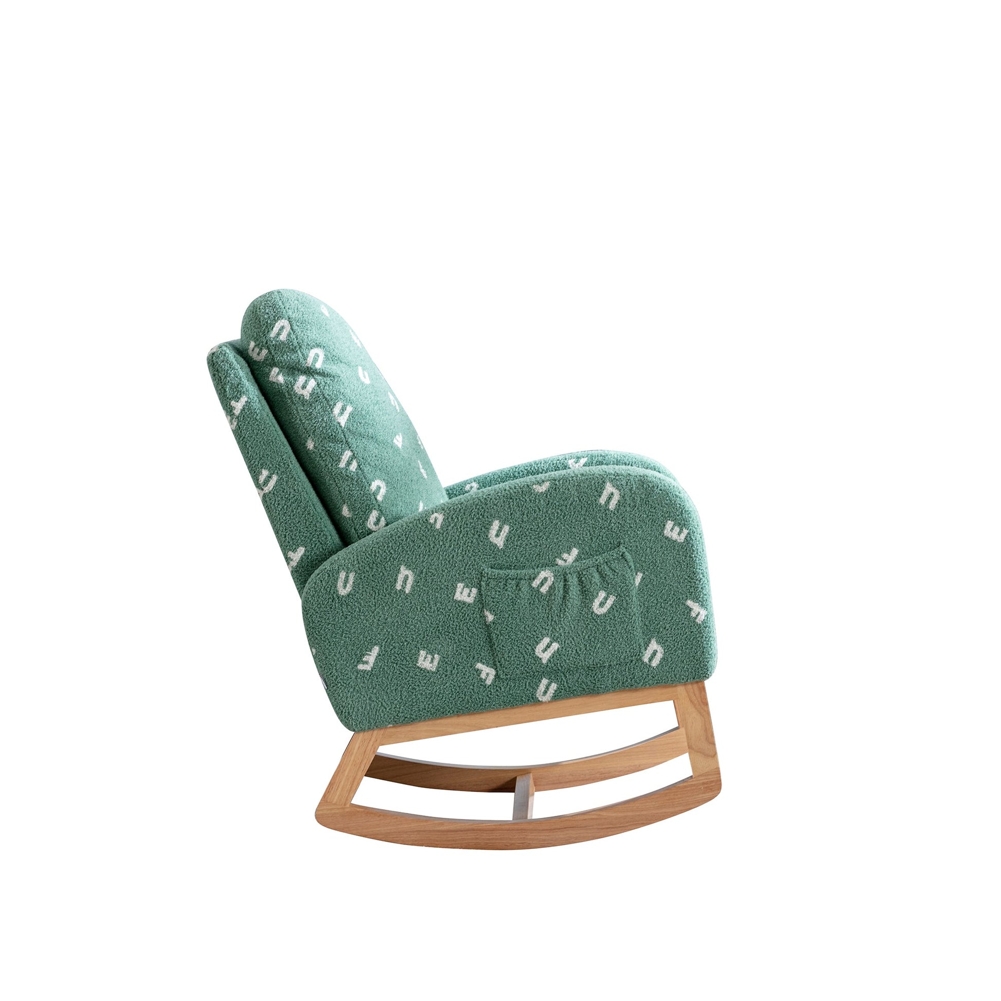 Modern Rocking Chair for Nursery, Mid Century Accent Rocker Armchair with Side Pocket, Green Boucle, 26.8'W - 1st Choice Furniture Direct