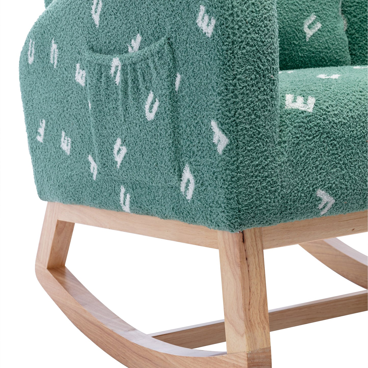 Modern Rocking Chair for Nursery, Mid Century Accent Rocker Armchair with Side Pocket, Green Boucle, 26.8'W - 1st Choice Furniture Direct
