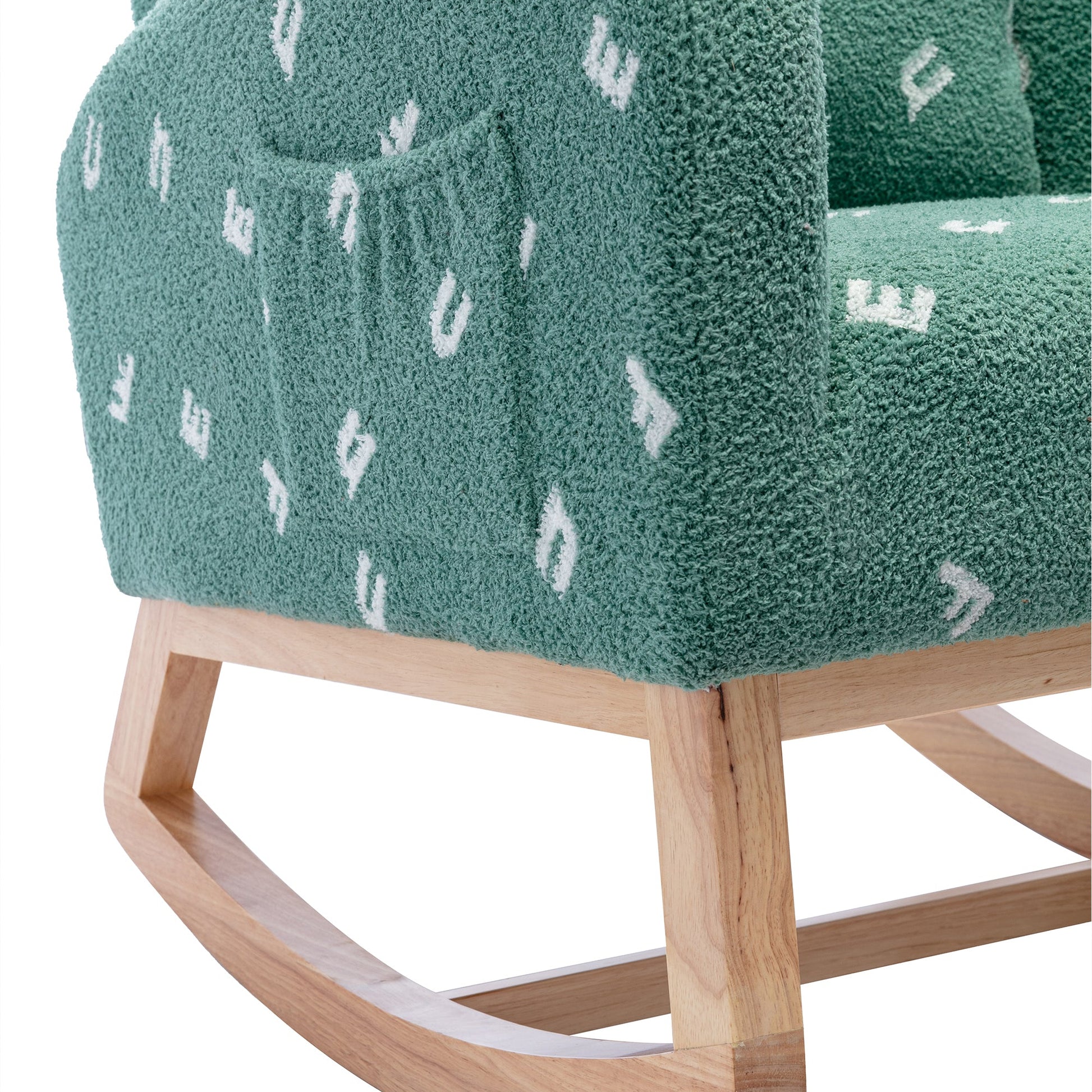 Modern Rocking Chair for Nursery, Mid Century Accent Rocker Armchair with Side Pocket, Green Boucle, 26.8'W - 1st Choice Furniture Direct