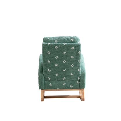 Modern Rocking Chair for Nursery, Mid Century Accent Rocker Armchair with Side Pocket, Green Boucle, 26.8'W - 1st Choice Furniture Direct