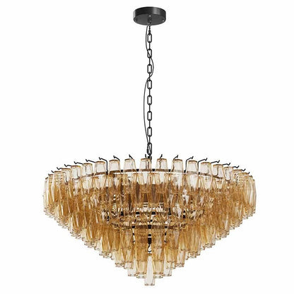 Modern Round Chandelier, 37' Extra Large Black Chandeliers for Dining Room, 14 - Light with Tiered Smoke Glass Tubes Ceiling Light, Pendant Lighting Fixture for Living Room Bedroom Kitchen Island - 1st Choice Furniture Direct