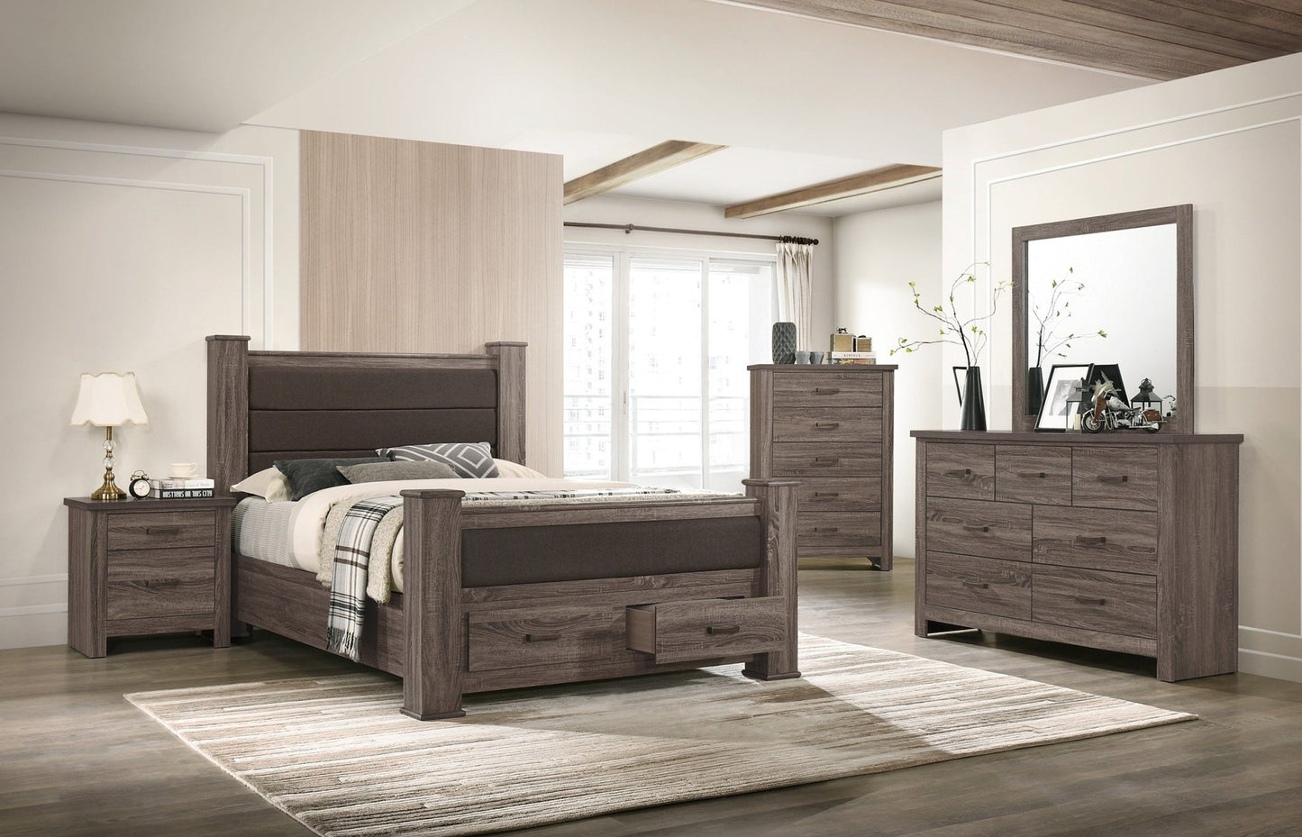 Modern Rustic Nightstand with Dovetail Drawers | Natural Wood 2 Drawer Bedside Table - 1st Choice Furniture Direct