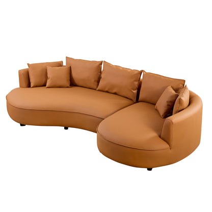 Modern Sectional curved Sofa Couch for Living Room,Upholstered 5 - Seat Sofa Couch Eco - leather Couch Set for Apartment Office,Orange - 1st Choice Furniture Direct