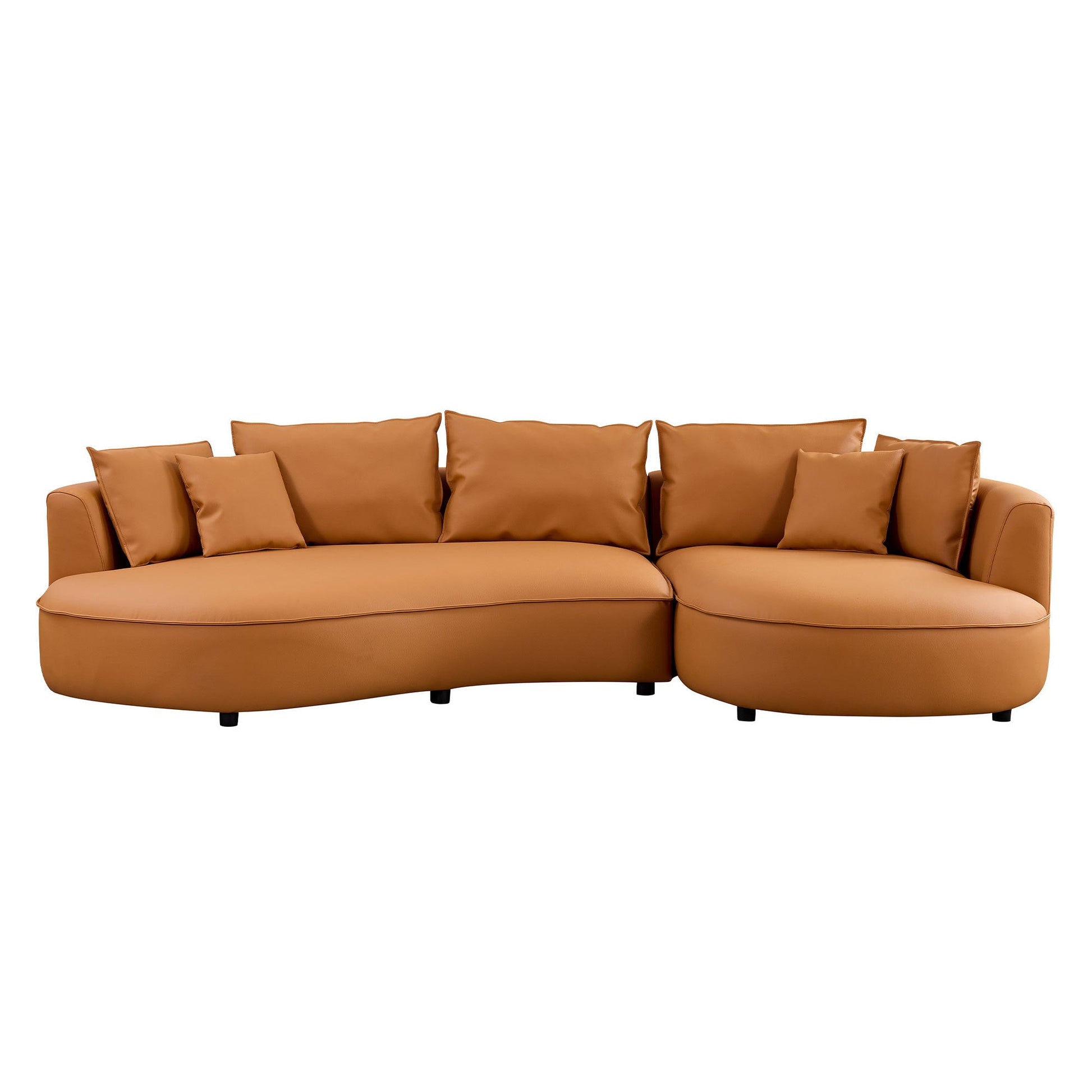 Modern Sectional curved Sofa Couch for Living Room,Upholstered 5 - Seat Sofa Couch Eco - leather Couch Set for Apartment Office,Orange - 1st Choice Furniture Direct