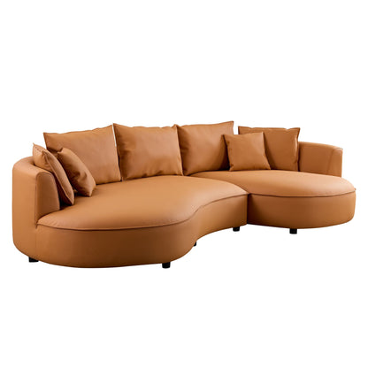 Modern Sectional curved Sofa Couch for Living Room,Upholstered 5 - Seat Sofa Couch Eco - leather Couch Set for Apartment Office,Orange - 1st Choice Furniture Direct
