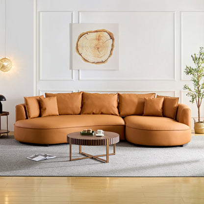 Modern Sectional curved Sofa Couch for Living Room,Upholstered 5 - Seat Sofa Couch Eco - leather Couch Set for Apartment Office,Orange - 1st Choice Furniture Direct