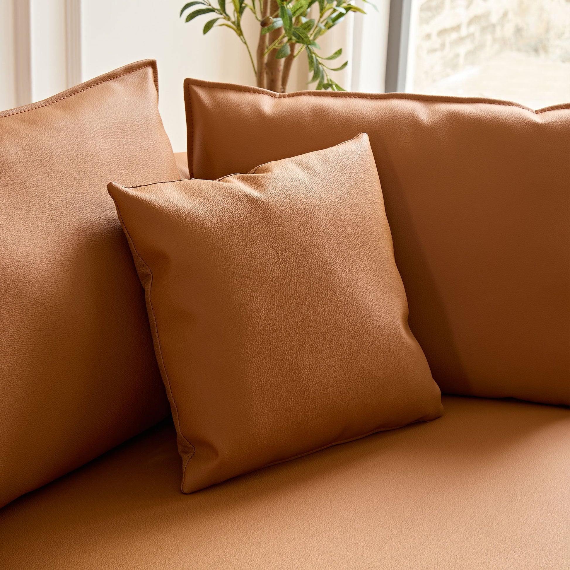 Modern Sectional curved Sofa Couch for Living Room,Upholstered 5 - Seat Sofa Couch Eco - leather Couch Set for Apartment Office,Orange - 1st Choice Furniture Direct