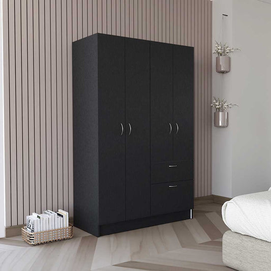 Modern Storage Cabinet Wardrobe with Hanging Rod & Drawer – Multicolor Armoire - 1st Choice Furniture Direct