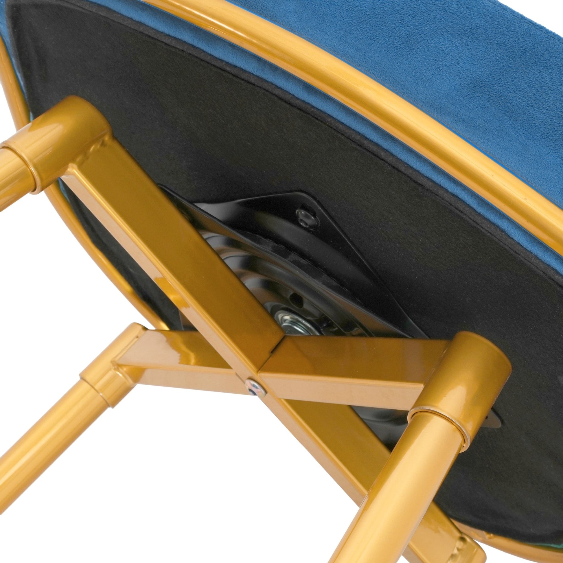 Modern Swivel Counter Height Bar Stools Set of 2 with Hand - Woven Backrest, Blue, Metal & Polyester, 31.5 Inch - 1st Choice Furniture Direct