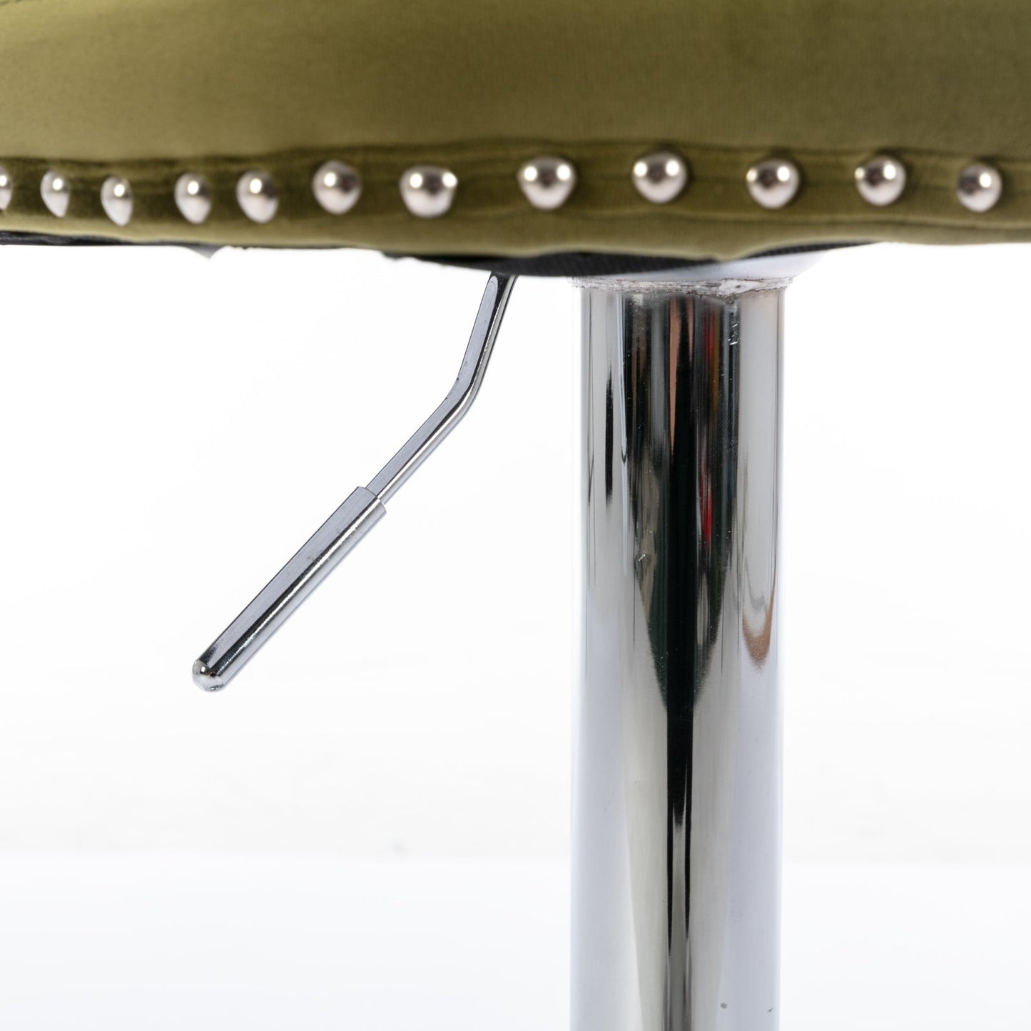 Modern Swivel Velvet Barstools with Adjustable Seat Height and Chrome Base, Olive Green, Set of 2 - 1st Choice Furniture Direct