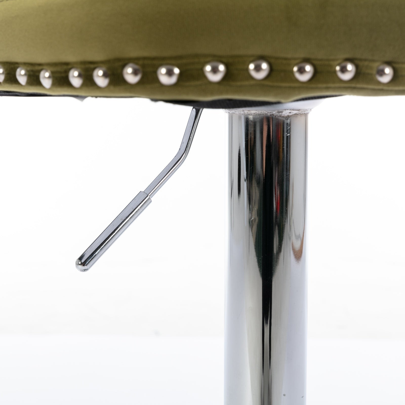 Modern Swivel Velvet Barstools with Adjustable Seat Height and Chrome Base, Olive Green, Set of 2 - 1st Choice Furniture Direct