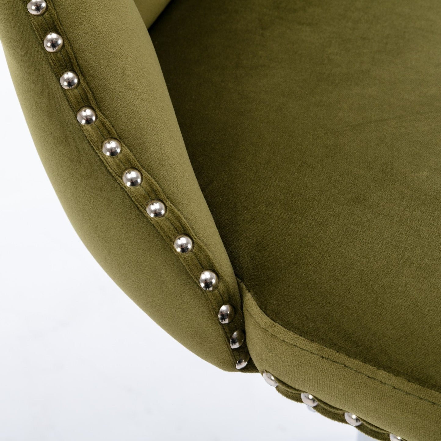 Modern Swivel Velvet Barstools with Adjustable Seat Height and Chrome Base, Olive Green, Set of 2 - 1st Choice Furniture Direct