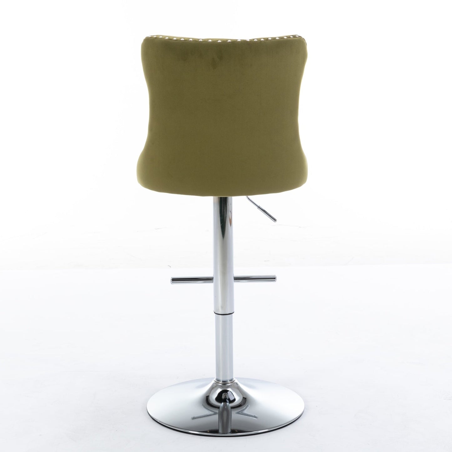 Modern Swivel Velvet Barstools with Adjustable Seat Height and Chrome Base, Olive Green, Set of 2 - 1st Choice Furniture Direct