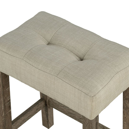 Modern Transitional Brown Dining Table w 2x Stools Biscuit - Tufted Seat Cushion Chair 3pc Dining Set - 1st Choice Furniture Direct