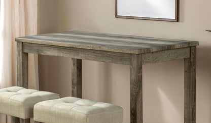 Modern Transitional Brown Dining Table w 2x Stools Biscuit - Tufted Seat Cushion Chair 3pc Dining Set - 1st Choice Furniture Direct