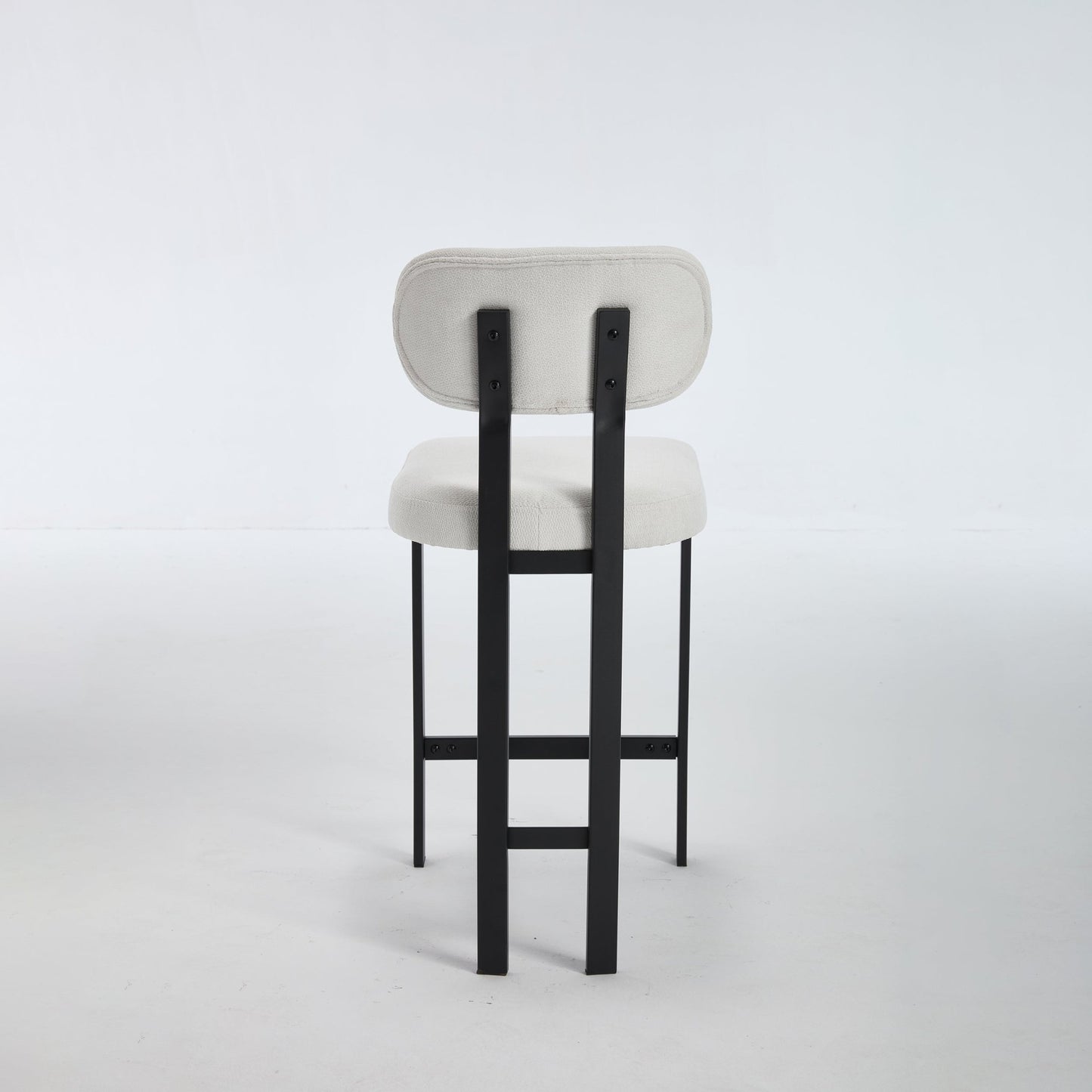 Modern Upholstered Fabric Bar Stools Set of 2, Cream, 26 Inch Counter Height Kitchen Island Chairs with Black Metal Legs - 1st Choice Furniture Direct