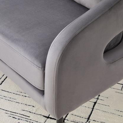 Modern Upholstered Velvet Open Back Loveseat Settee with 3 Pillows, Small Comfy Sofa 2 - Seater, Metal Legs, Charcoal - 1st Choice Furniture Direct