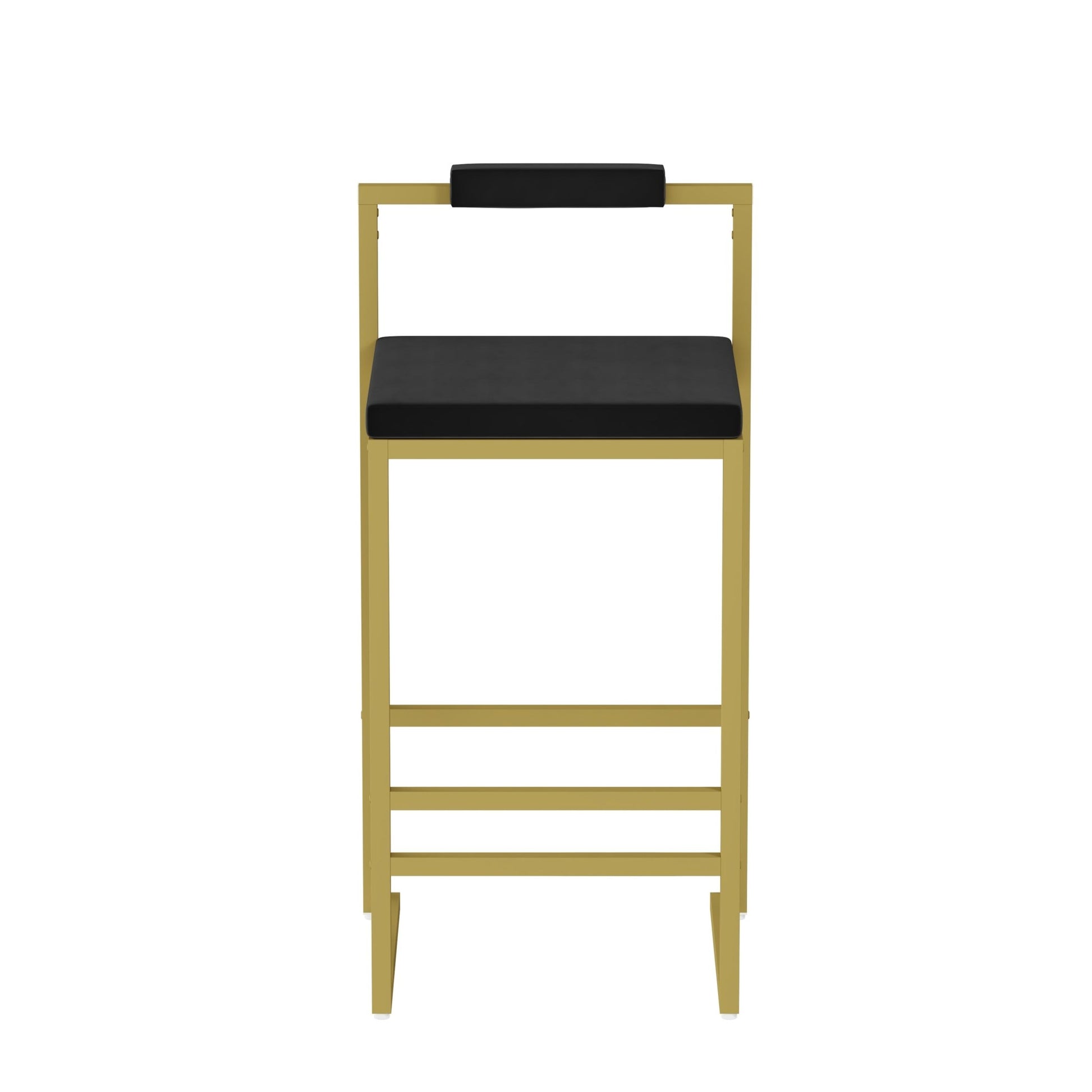 Modern Velvet Counter Height Bar Stools with Low Backrest Set of 2 Upholstered Dining Stools for Kitchen Island (Gold & Black) - 1st Choice Furniture Direct