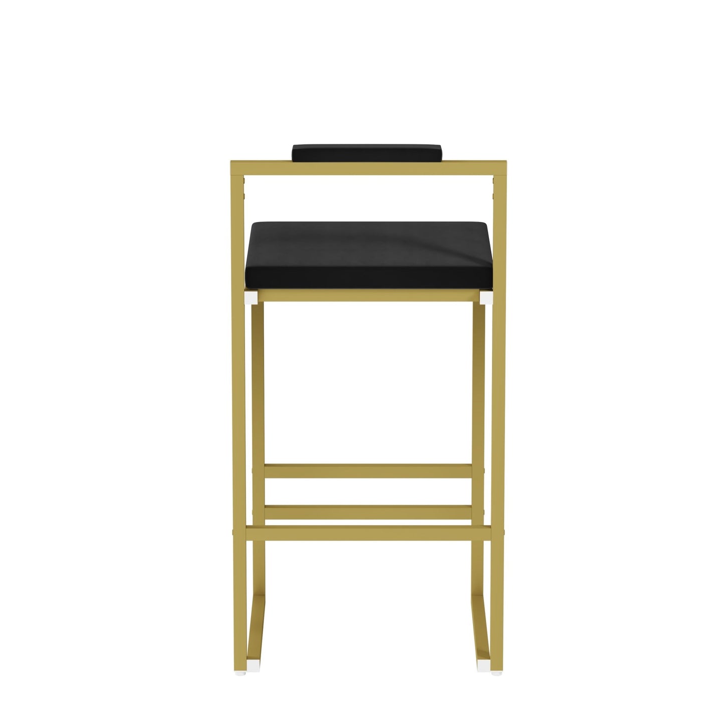 Modern Velvet Counter Height Bar Stools with Low Backrest Set of 2 Upholstered Dining Stools for Kitchen Island (Gold & Black) - 1st Choice Furniture Direct