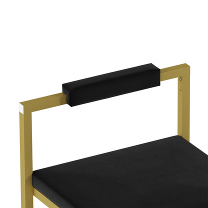 Modern Velvet Counter Height Bar Stools with Low Backrest Set of 2 Upholstered Dining Stools for Kitchen Island (Gold & Black) - 1st Choice Furniture Direct