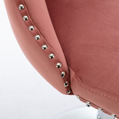 Modern Velvet Swivel Barstools with Adjustable Seat Height and Chrome Base, Pink, Set of 2 - 1st Choice Furniture Direct