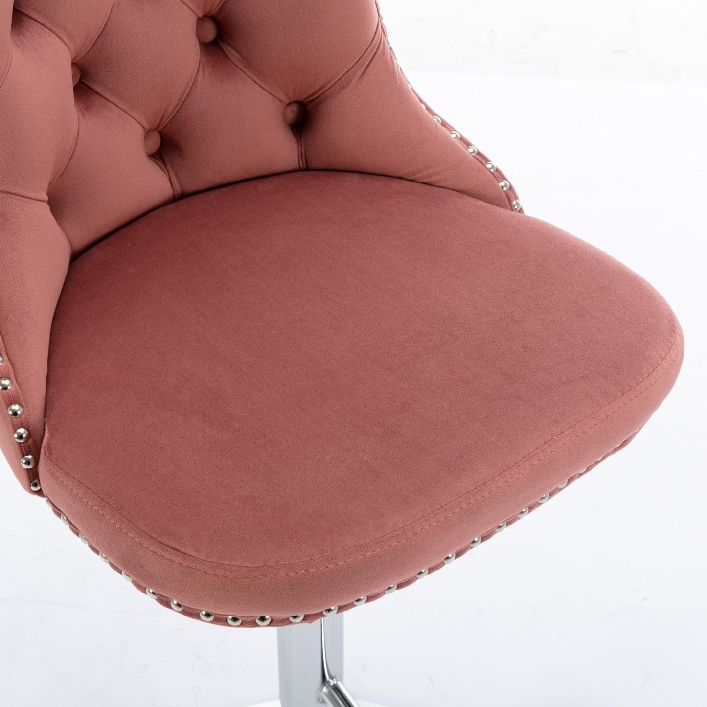 Modern Velvet Swivel Barstools with Adjustable Seat Height and Chrome Base, Pink, Set of 2 - 1st Choice Furniture Direct
