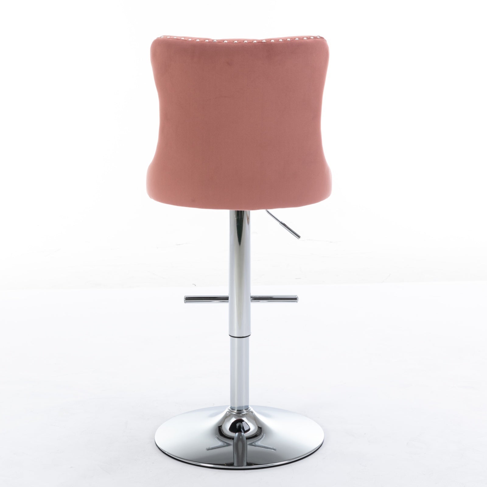 Modern Velvet Swivel Barstools with Adjustable Seat Height and Chrome Base, Pink, Set of 2 - 1st Choice Furniture Direct