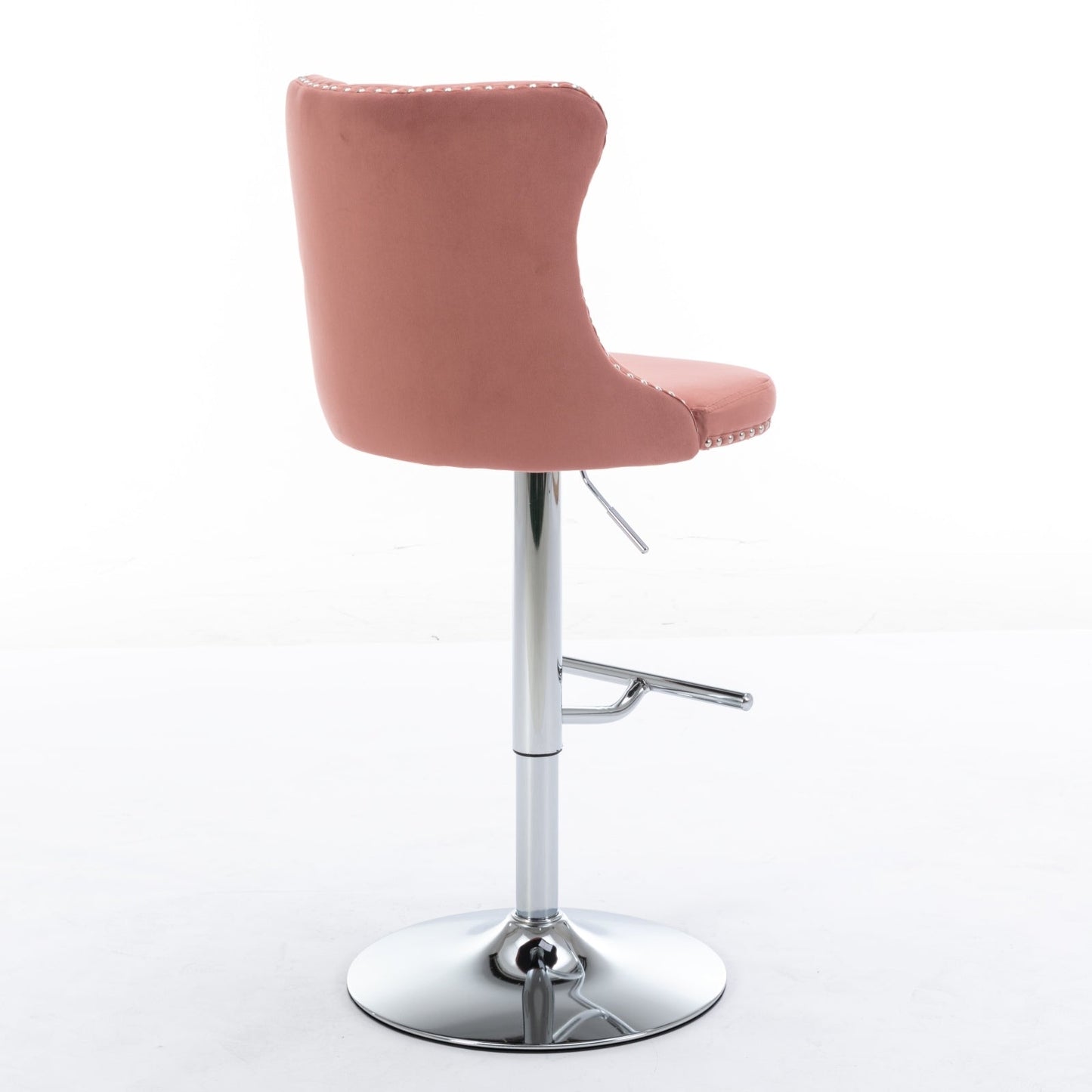 Modern Velvet Swivel Barstools with Adjustable Seat Height and Chrome Base, Pink, Set of 2 - 1st Choice Furniture Direct