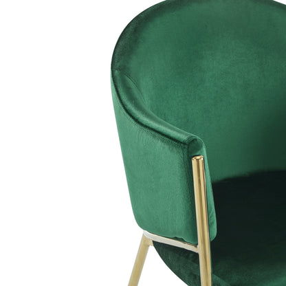 Modern Velvet Upholstered Dining Chair with Gold Metal Frame in Emerald and Gold - 1st Choice Furniture Direct