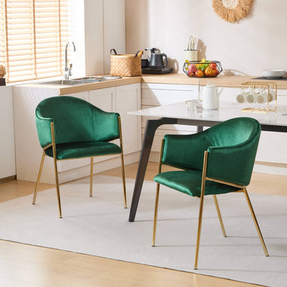 Modern Velvet Upholstered Dining Chair with Gold Metal Frame in Emerald and Gold - 1st Choice Furniture Direct