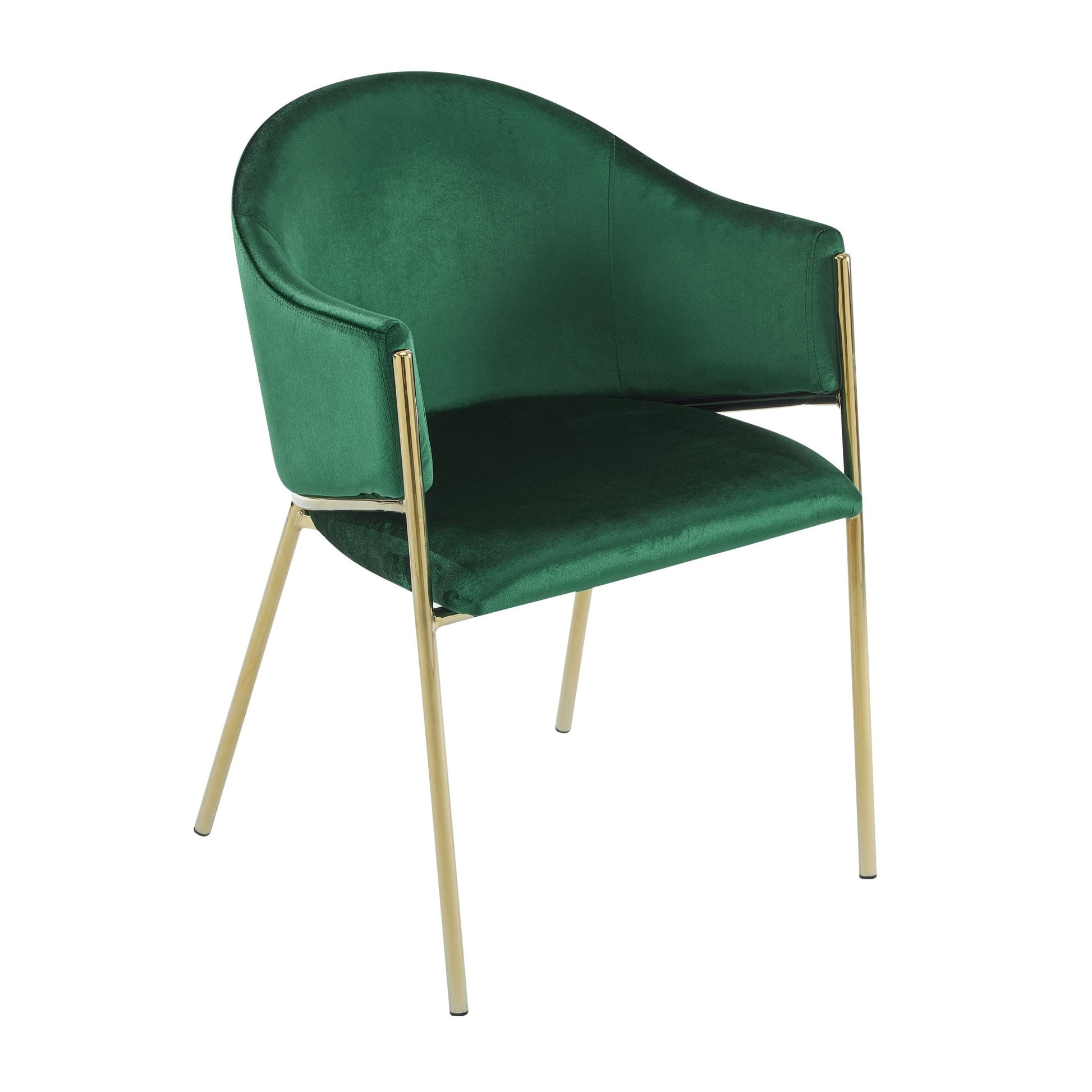 Modern Velvet Upholstered Dining Chair with Gold Metal Frame in Emerald and Gold - 1st Choice Furniture Direct